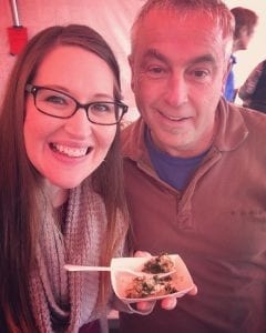 Heather Derrick, content marketing specialist and Dwayne Boggs, CEO volunteer with the Mason County Association of Realtors at OysterFest. Photo courtesy: Boggs Inspection Services