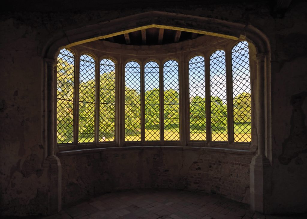 Bay window with a mullion.