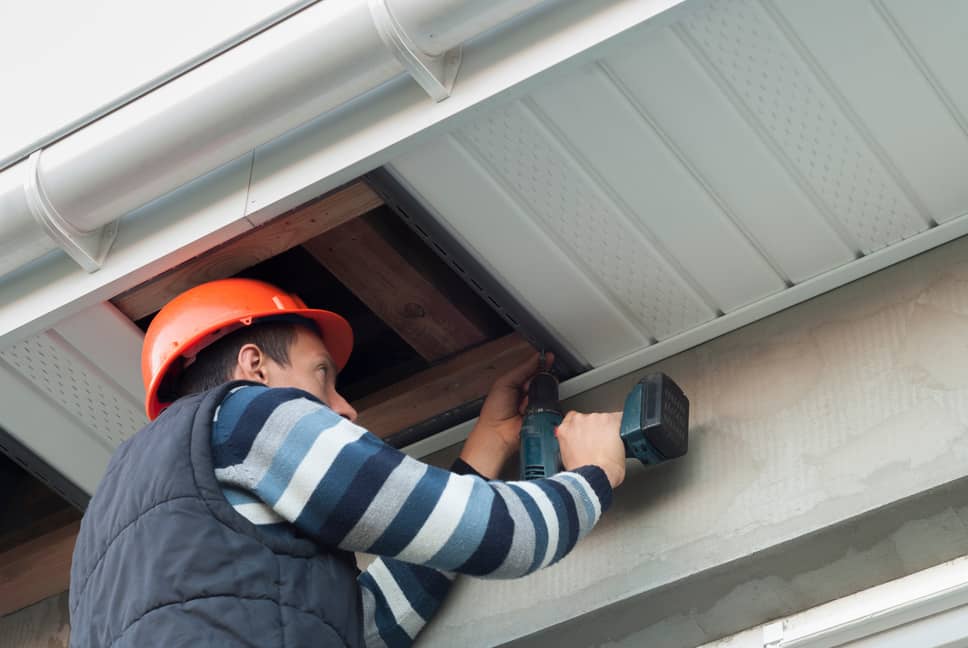 Soffit repair on a home.