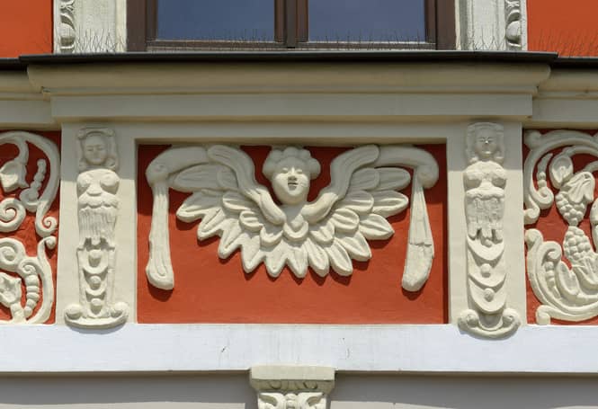 Stucco decor on a house.