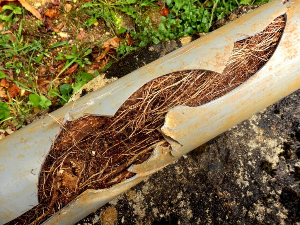 Tree roots can grow into a pipe and cause water issues.