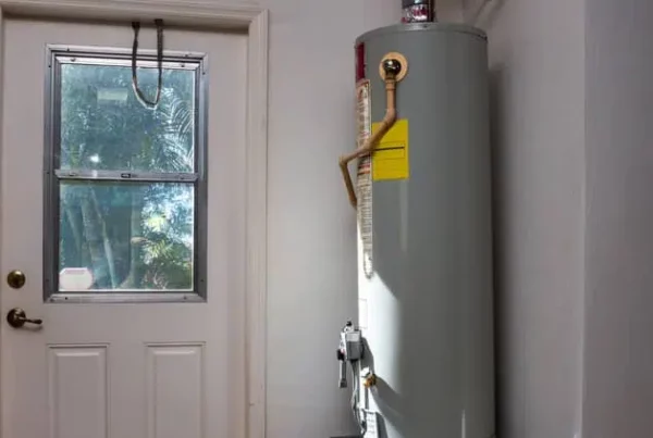 Water heater in the garage.